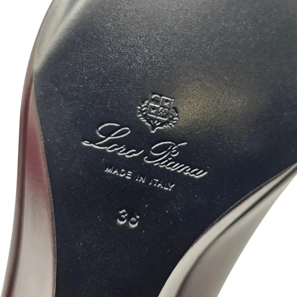 Loro Piana Viola High Wedge Pumps Burgundy Leather - NWB $1375